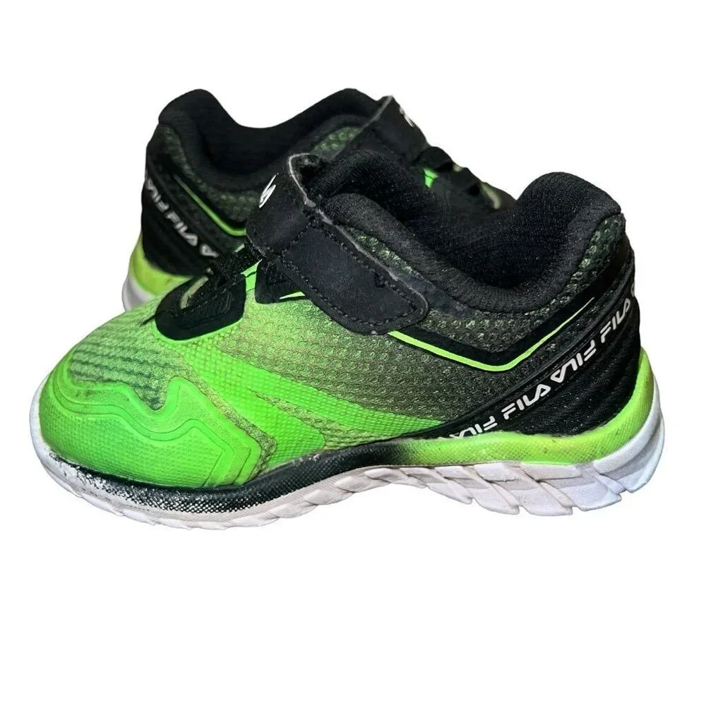 Boys Fila Sneakers Green Black Size 5C - Picture 3 of 4